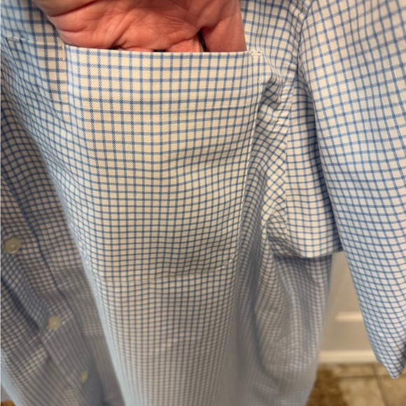 Duluth Trading Co Blue & White Grid Check Pattern Button Down Shirt SS XL - Picture 4 of 8